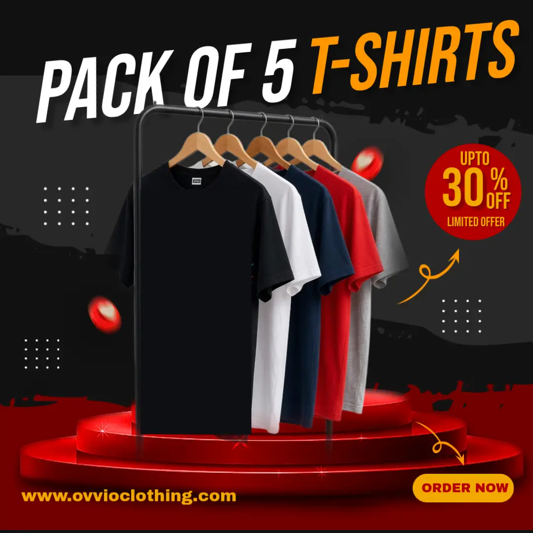 Pack of 5 - Unisex Drop Shoulder T Shirt 100% Combed Cotton